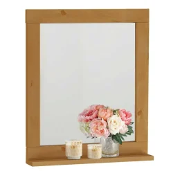 Wandspiegel mit Ablage & Rahmen aus Holz - Puneca^Wohnen Discount