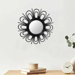 Wandspiegel mit schwarzem Rattanrahmen - Mellama^Wohnen Sale