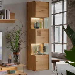 Wohnen Wand-Vitrine aus Wildeiche Massivholz - Millena