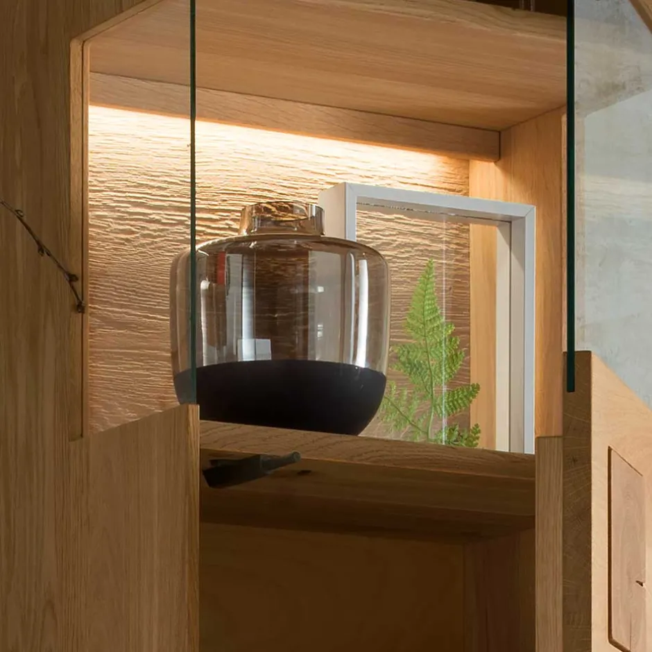 Wohnen Wand-Vitrine aus Wildeiche Massivholz - Millena