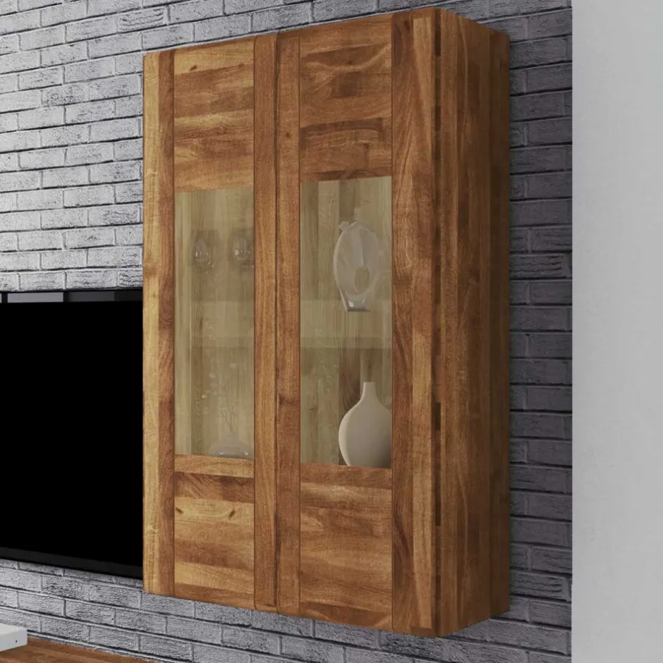 Wohnen Wandvitrine Vaskov aus Wildeiche Massivholz
