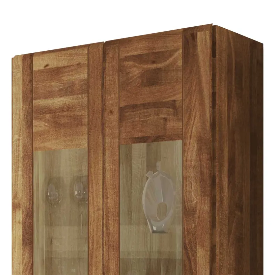 Wohnen Wandvitrine Vaskov aus Wildeiche Massivholz