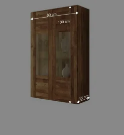 Wohnen Wandvitrine Vaskov aus Wildeiche Massivholz