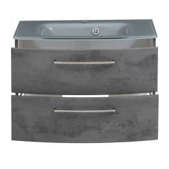 Wand-Waschtisch mit Glasbecken in Grau - Dastroz^Wohnen