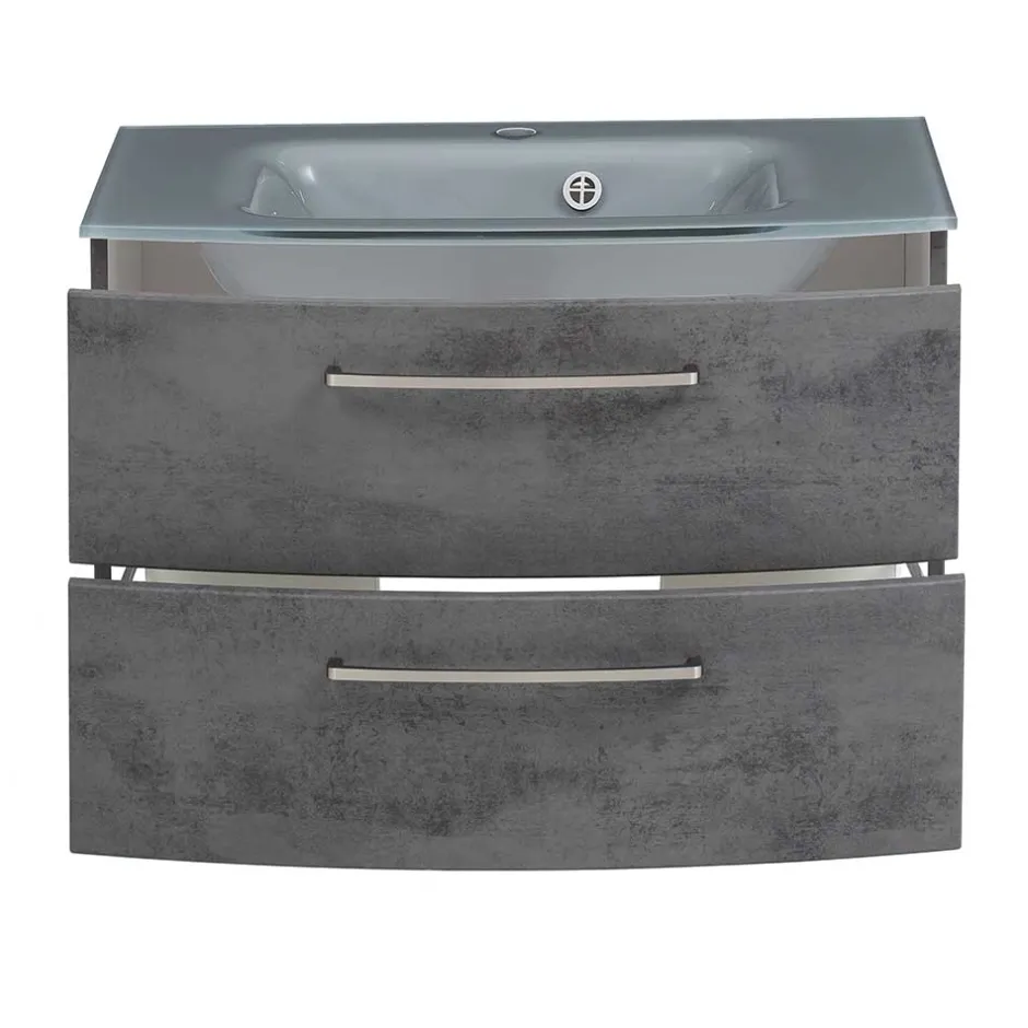 Wand-Waschtisch mit Glasbecken in Grau - Dastroz^Wohnen