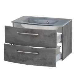 Wand-Waschtisch mit Glasbecken in Grau - Dastroz^Wohnen