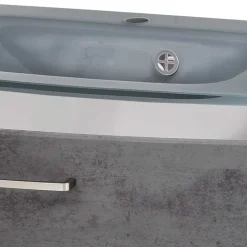 Wand-Waschtisch mit Glasbecken in Grau - Dastroz^Wohnen