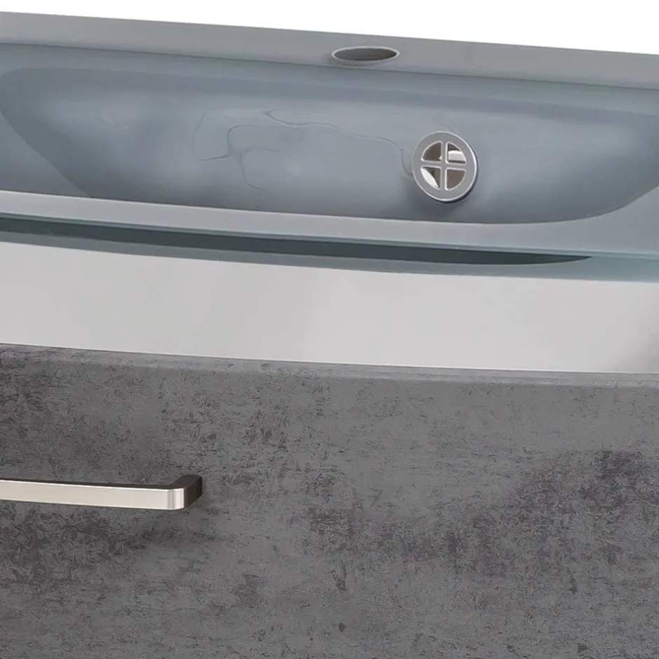 Wand-Waschtisch mit Glasbecken in Grau - Dastroz^Wohnen