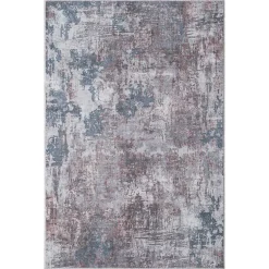 Waschbarer Teppich in Blaugrau und Terracotta - Ursela^Wohnen Best