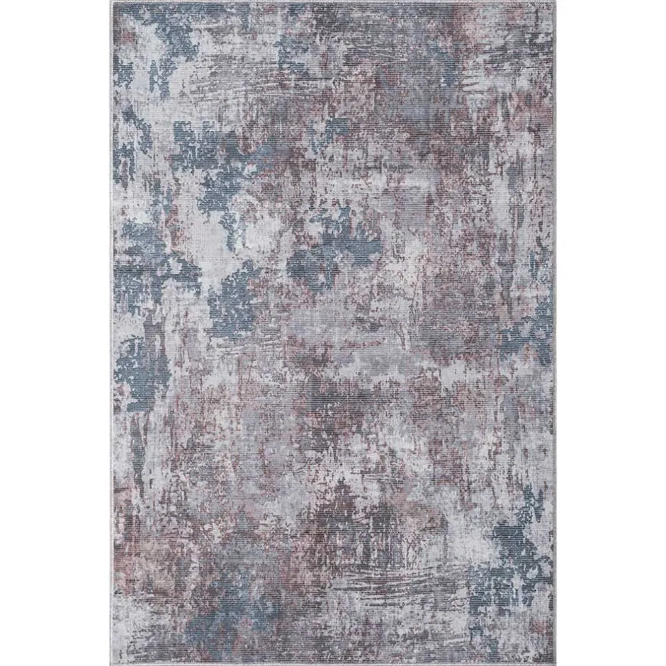 Waschbarer Teppich in Blaugrau und Terracotta - Ursela^Wohnen Best