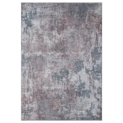 Waschbarer Teppich in Blaugrau und Terracotta - Ursela^Wohnen Best