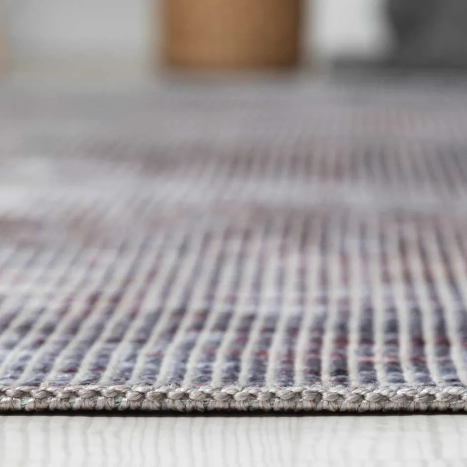 Waschbarer Teppich in Blaugrau und Terracotta - Ursela^Wohnen Best