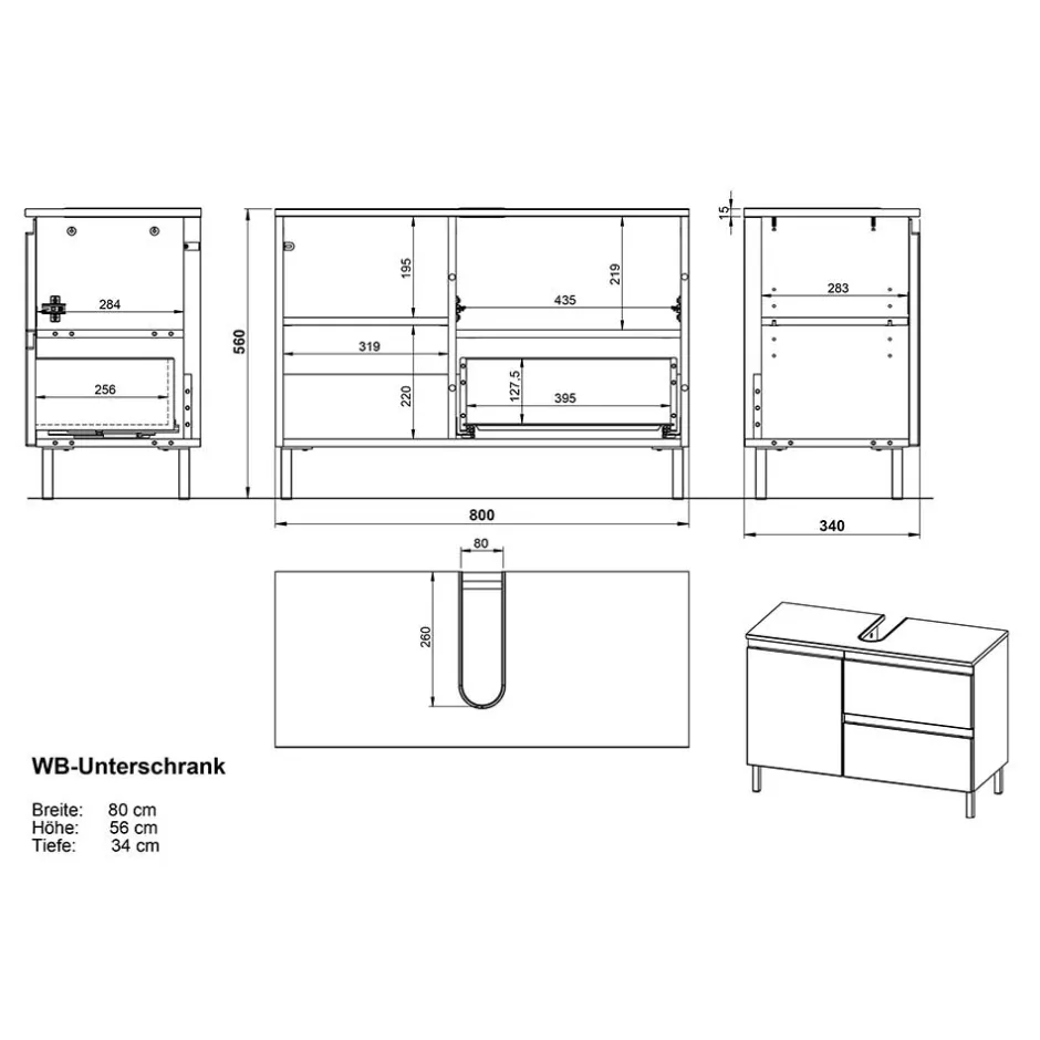 Wohnen Waschbecken Unterschrank fürs Bad - Aspariavo