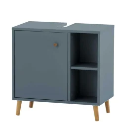 Wohnen Waschbeckenschrank in Petrol Blau & Eiche - Matrera