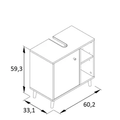 Wohnen Waschbeckenschrank in Petrol Blau & Eiche - Matrera