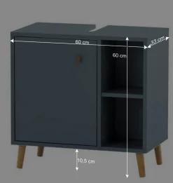 Wohnen Waschbeckenschrank in Petrol Blau & Eiche - Matrera