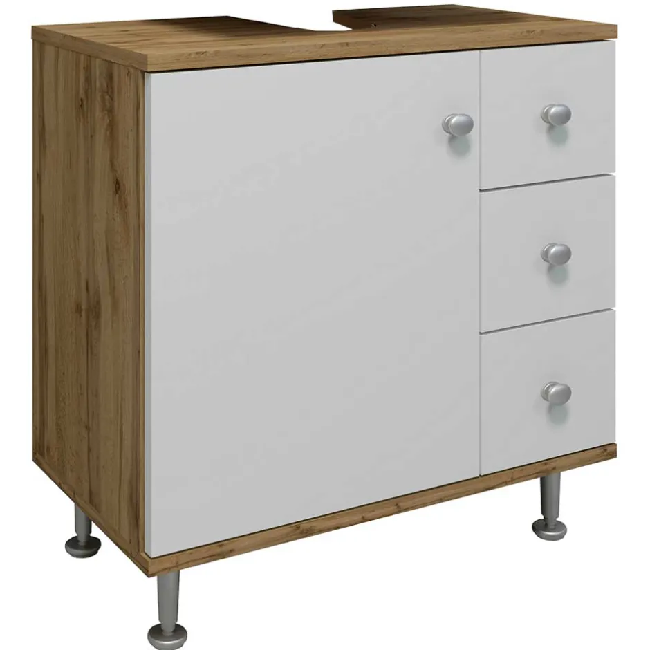 Waschbeckenschrank mit drei Schubladen & Tür - Nelani I^Wohnen Discount