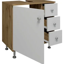 Waschbeckenschrank mit drei Schubladen & Tür - Nelani I^Wohnen Discount