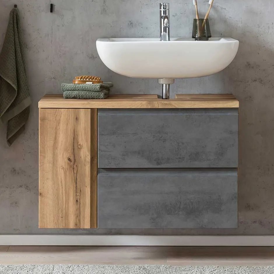 Waschbeckenschrank mit Tür & Klappe & Schublade - Mia^Wohnen