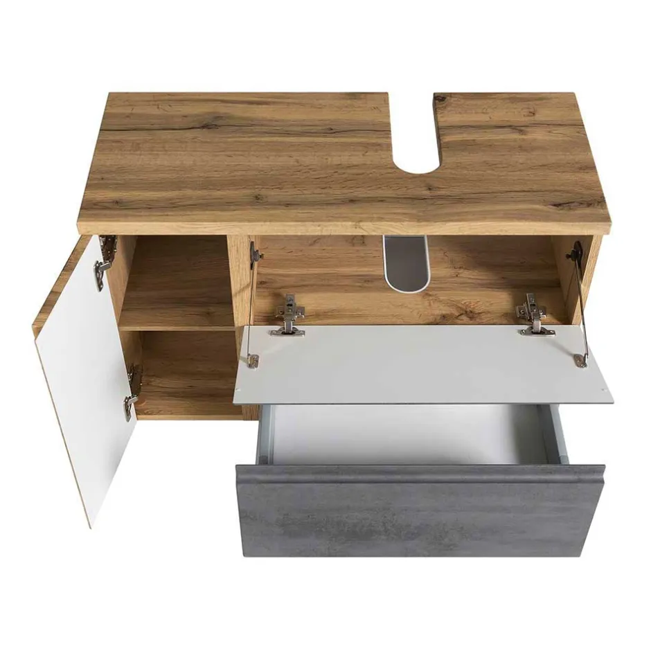 Waschbeckenschrank mit Tür & Klappe & Schublade - Mia^Wohnen