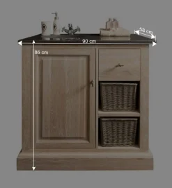 Wohnen Waschbeckenschrank Vish in Eiche Bianco