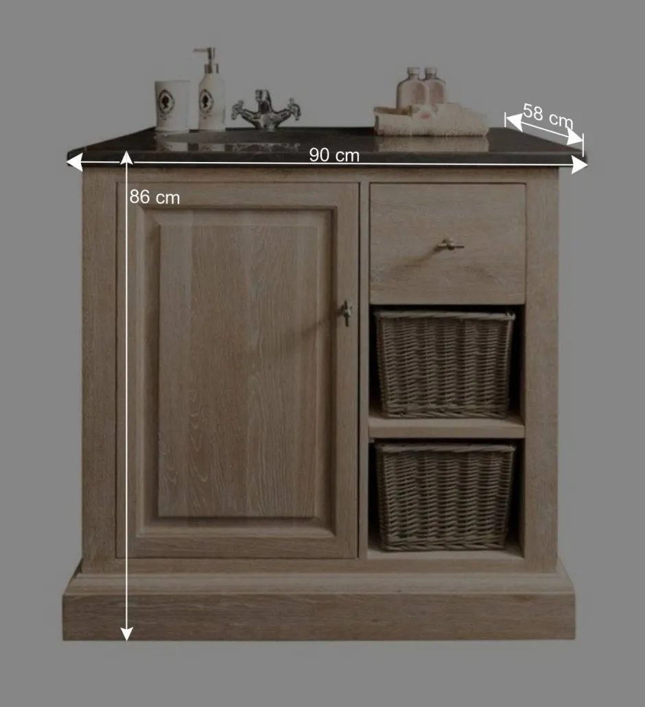 Wohnen Waschbeckenschrank Vish in Eiche Bianco