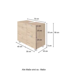 Wohnen Waschbecken-Unterschrank in Wildeiche Holzoptik - Sucaeva