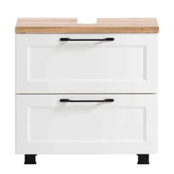 Waschbeckenunterschrank in Weiß mit Wildeiche - Gyatso^Wohnen