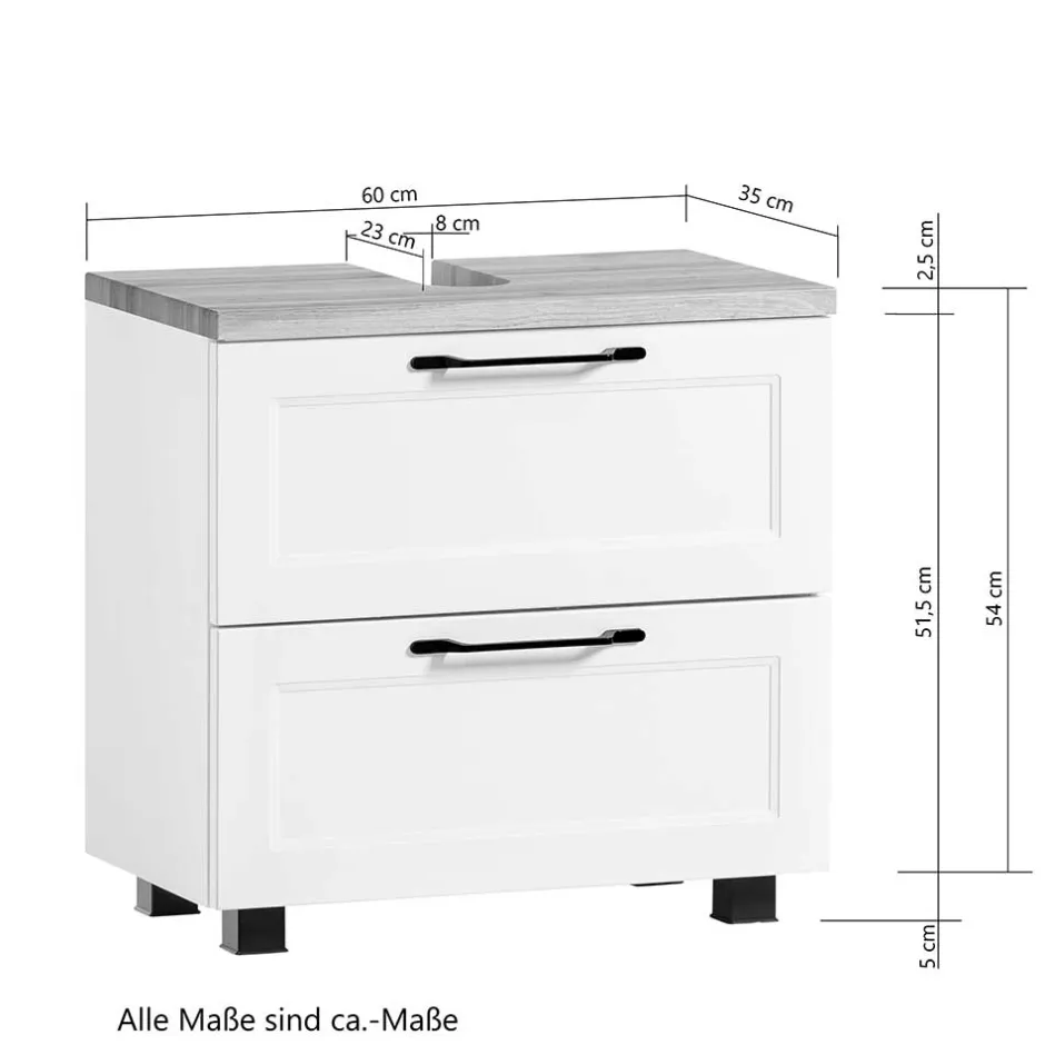 Waschbeckenunterschrank in Weiß mit Wildeiche - Gyatso^Wohnen