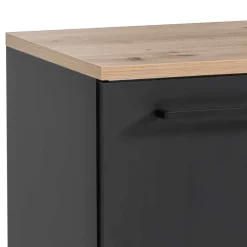 Wohnen Waschbeckenunterschrank in Schwarz mit Wildeiche Dekor - Riguna