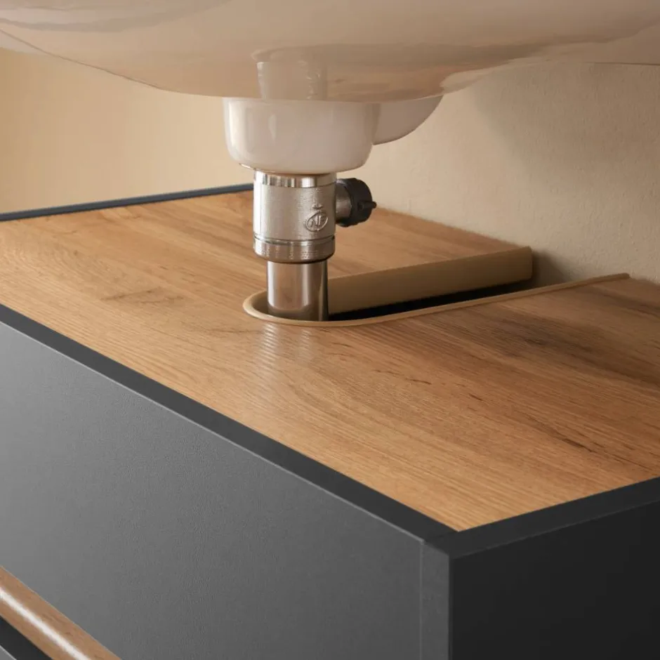 Wohnen Waschbeckenunterschrank in Anthrazit - Ahilav