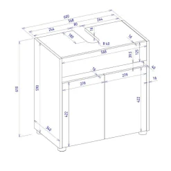 Wohnen Waschbeckenunterschrank in Anthrazit - Ahilav