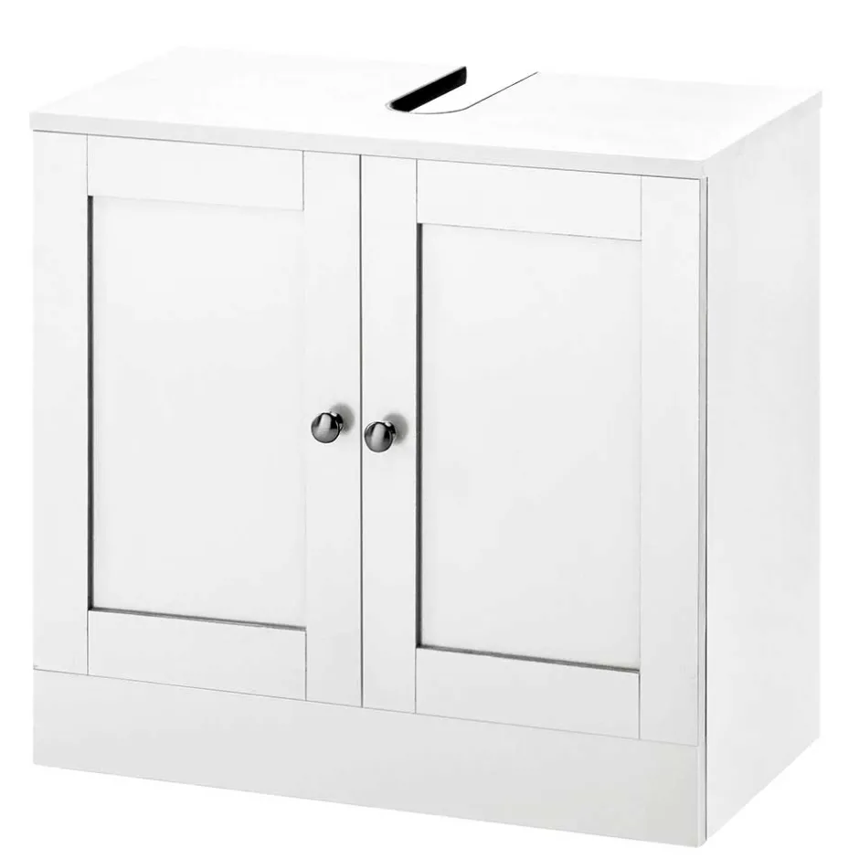 Wohnen Waschbeckenunterschrank in Weiß mit Metallgriffen - Gorgona