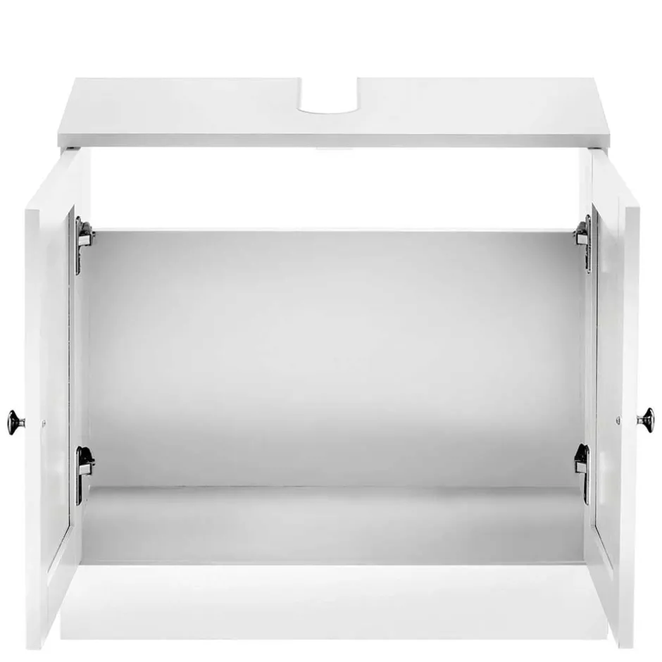 Wohnen Waschbeckenunterschrank in Weiß mit Metallgriffen - Gorgona