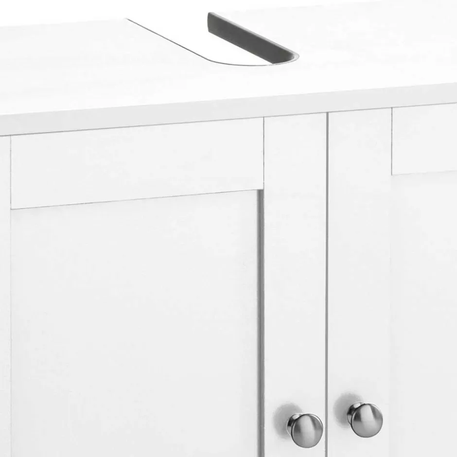 Wohnen Waschbeckenunterschrank in Weiß mit Metallgriffen - Gorgona