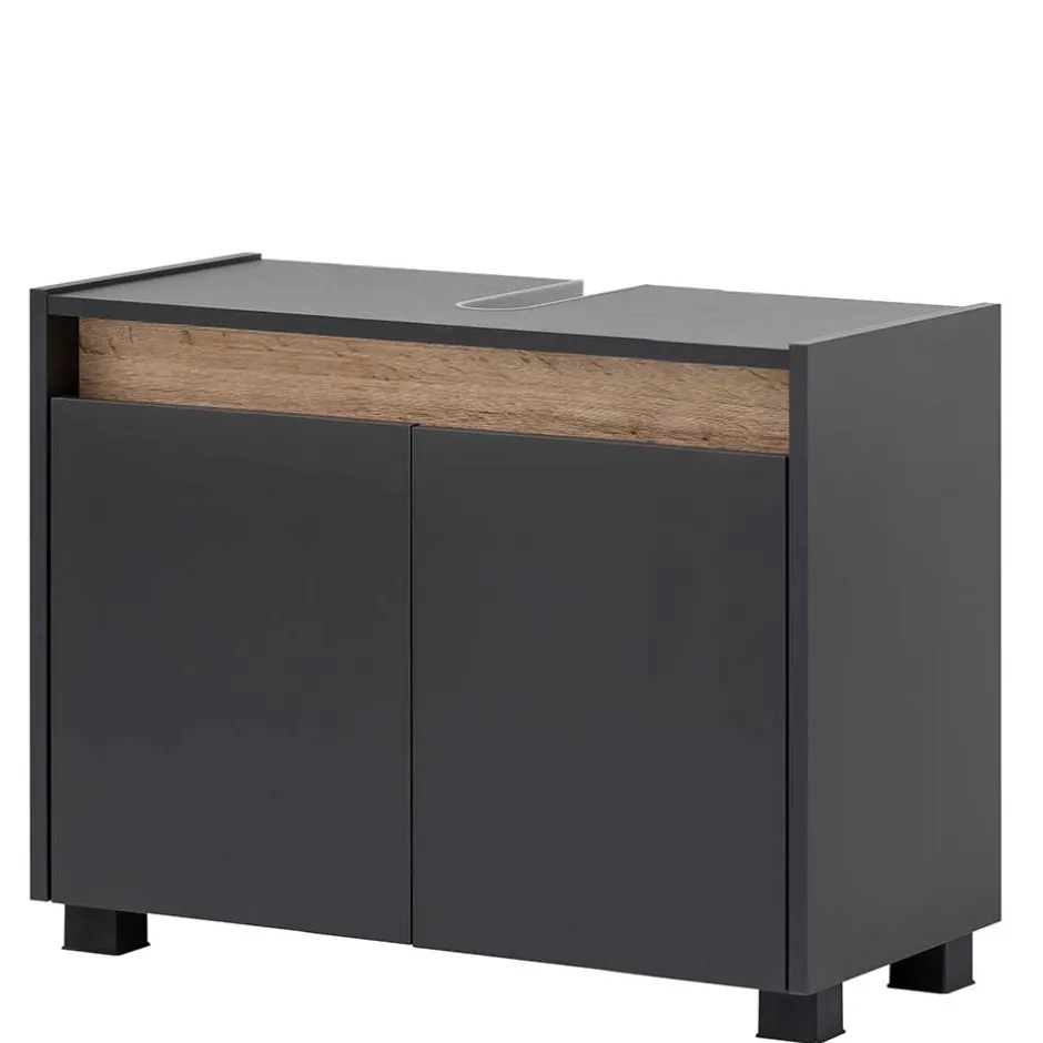 Wohnen Waschbeckenunterschrank in Anthrazit & Wildeiche - Marcius