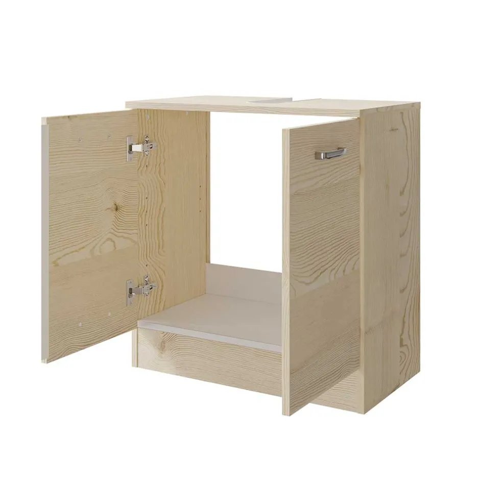 Wohnen Waschbeckenunterschrank in hellem Holzdekor Pinie - Nova