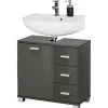 Wohnen Waschbeckenunterschrank in Grau glänzend - Ulivia