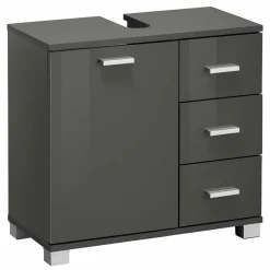 Wohnen Waschbeckenunterschrank in Grau glänzend - Ulivia