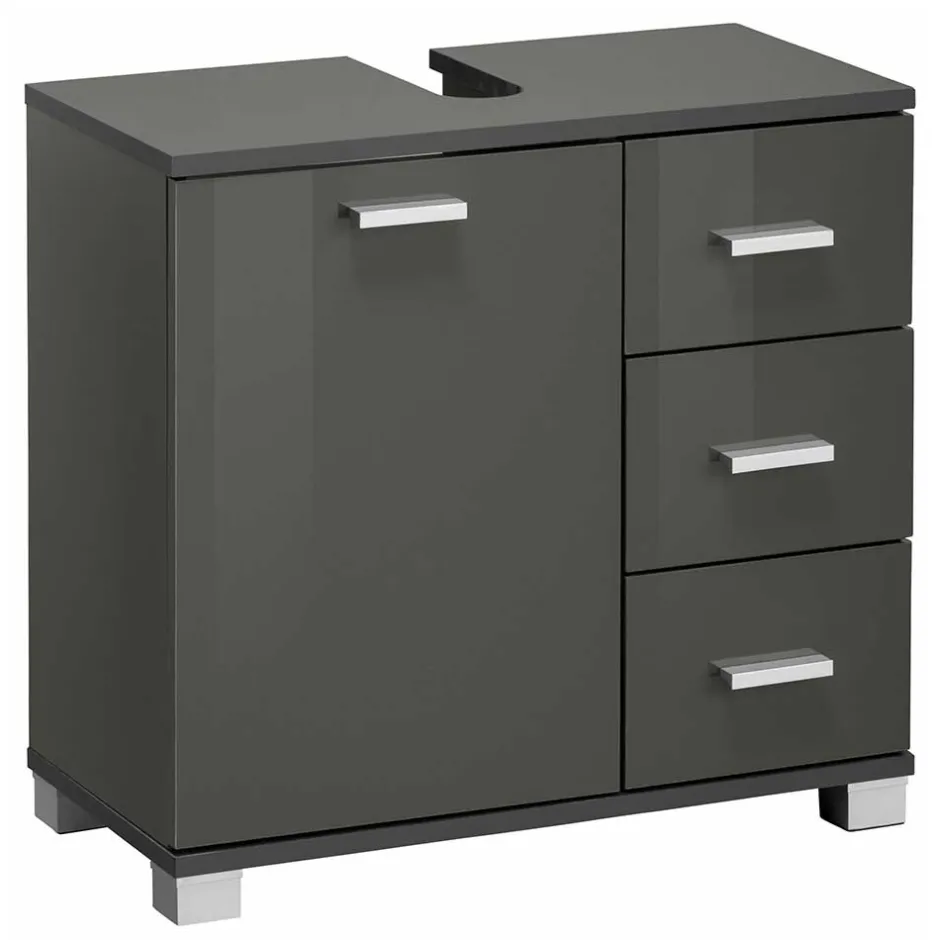 Wohnen Waschbeckenunterschrank in Grau glänzend - Ulivia