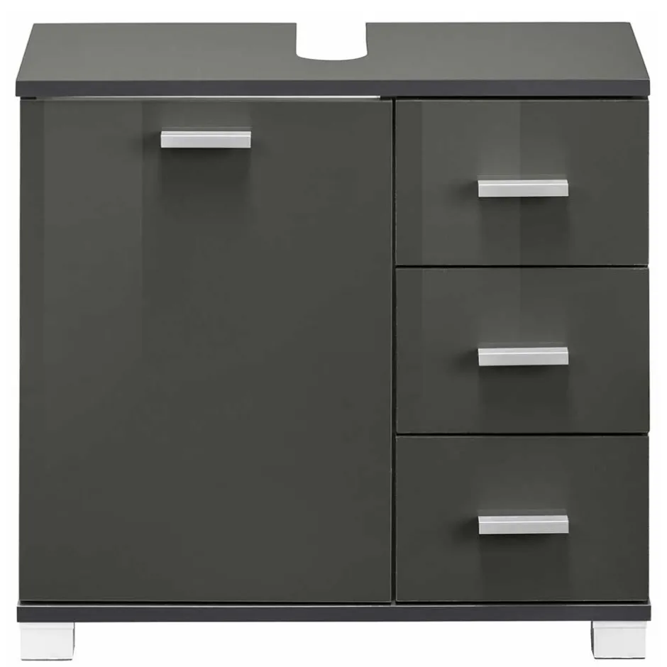 Wohnen Waschbeckenunterschrank in Grau glänzend - Ulivia