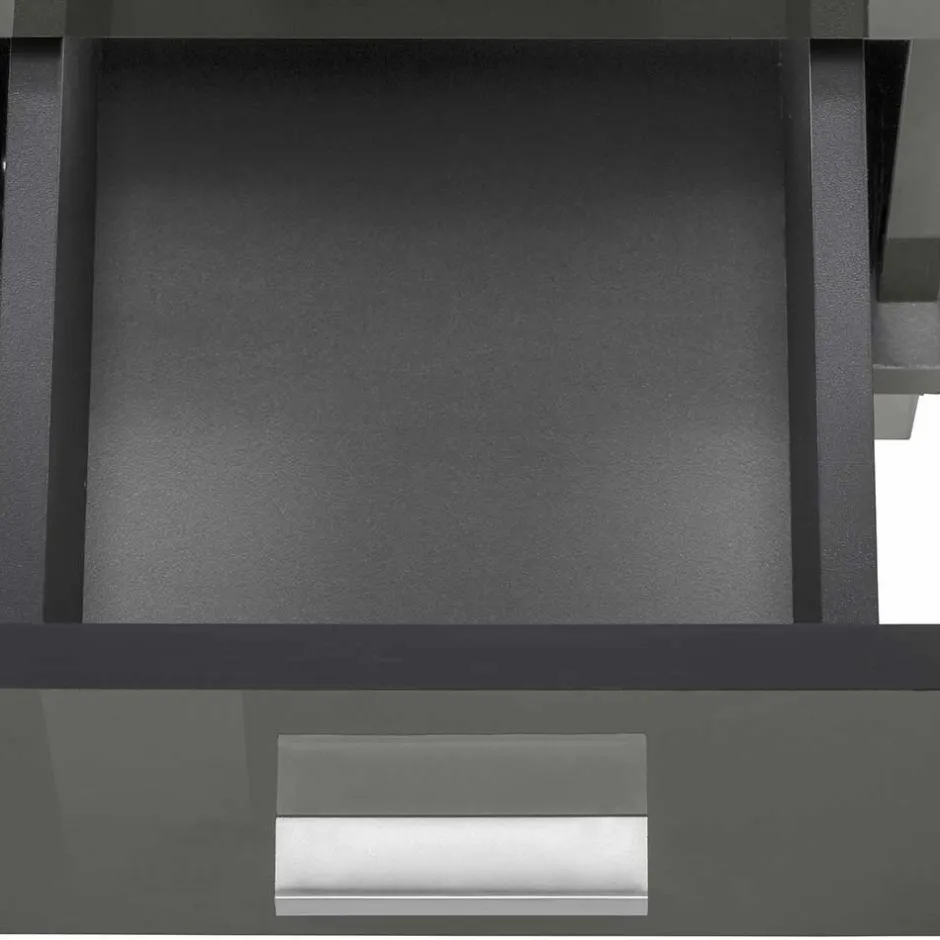 Wohnen Waschbeckenunterschrank in Grau glänzend - Ulivia