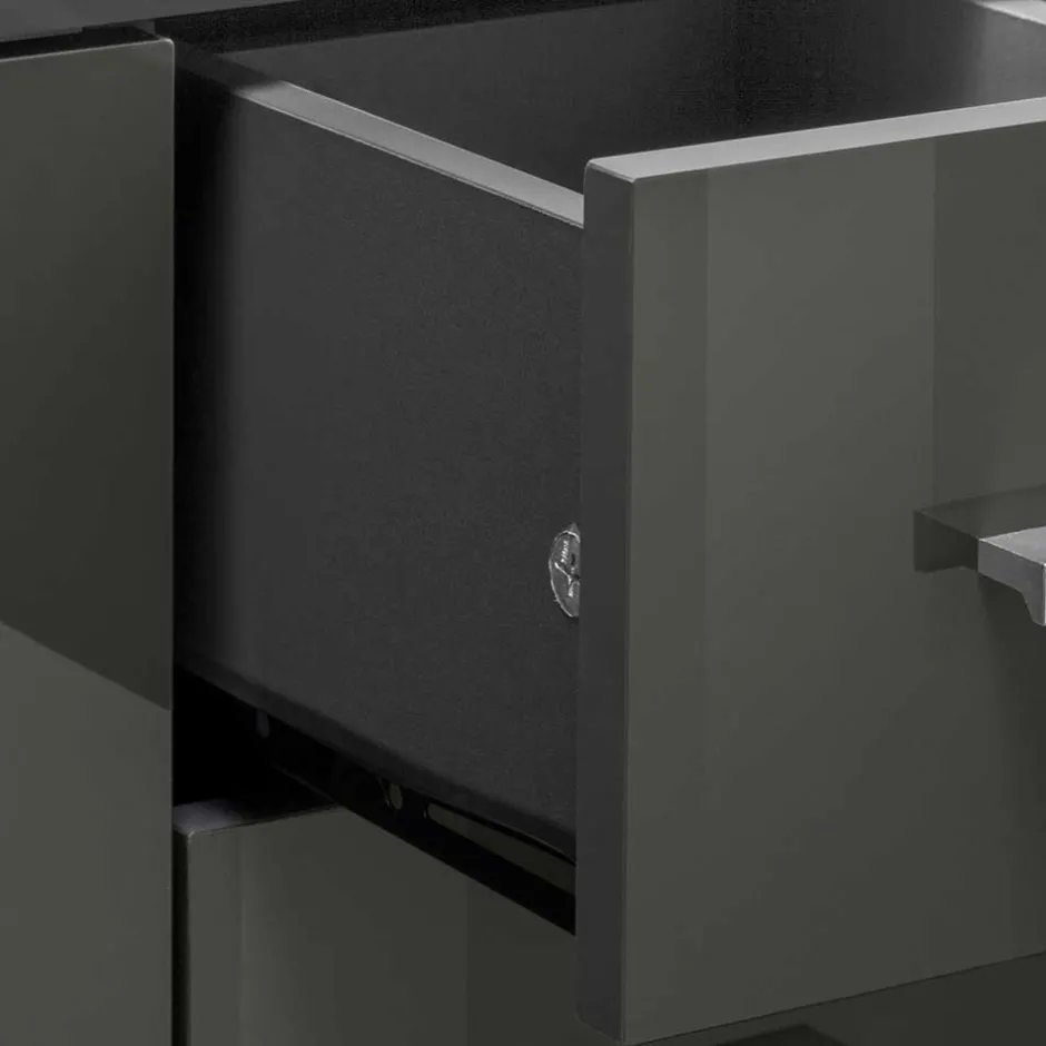 Wohnen Waschbeckenunterschrank in Grau glänzend - Ulivia