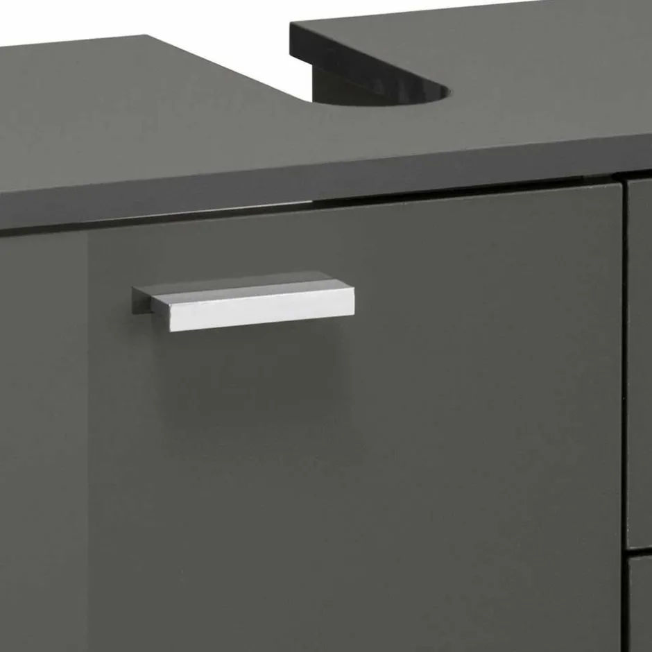 Wohnen Waschbeckenunterschrank in Grau glänzend - Ulivia