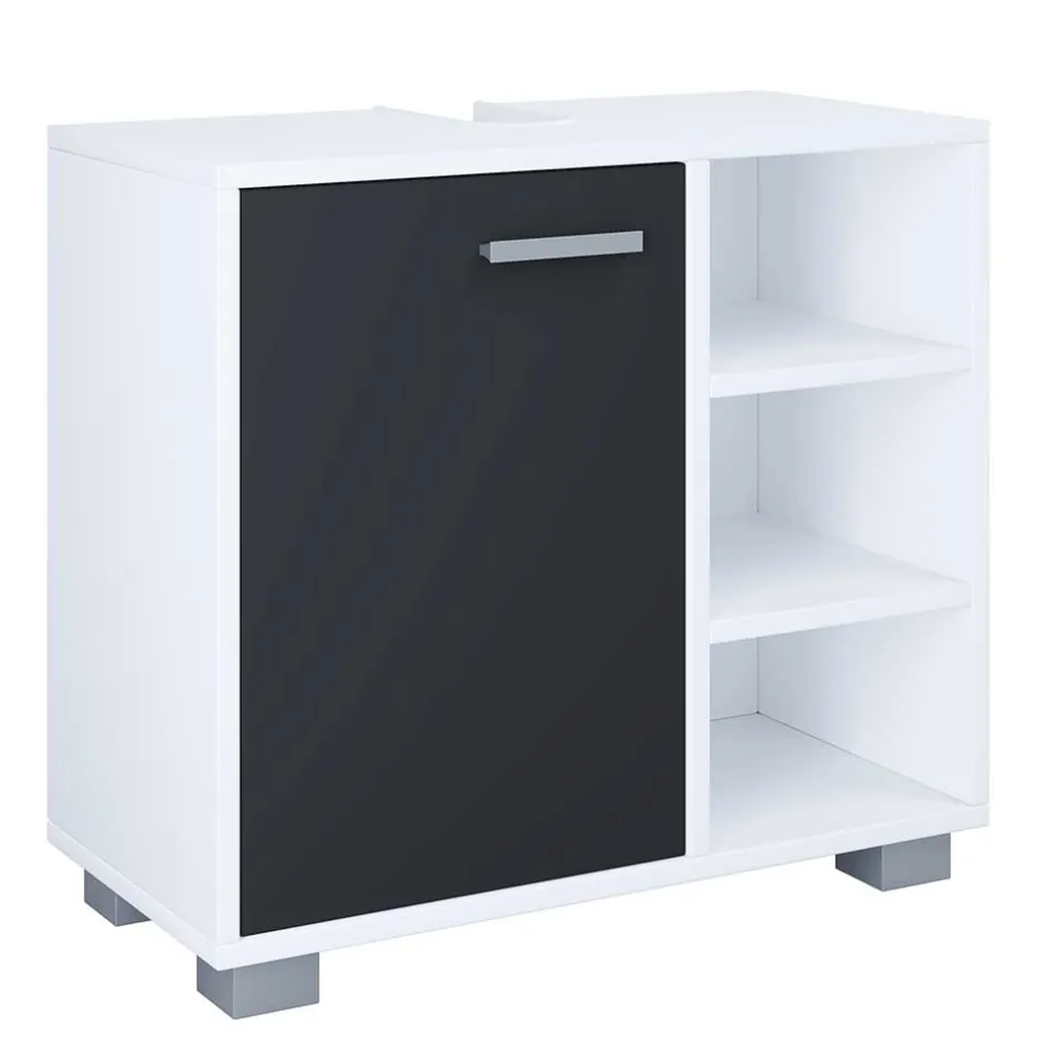 Waschbeckenunterschrank in Schwarz Weiß - Musone^Wohnen Discount