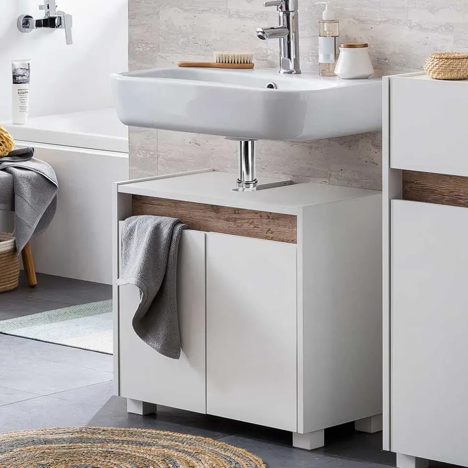 Waschbeckenunterschrank in Weiß & Wildeiche - Etravia^Wohnen Hot