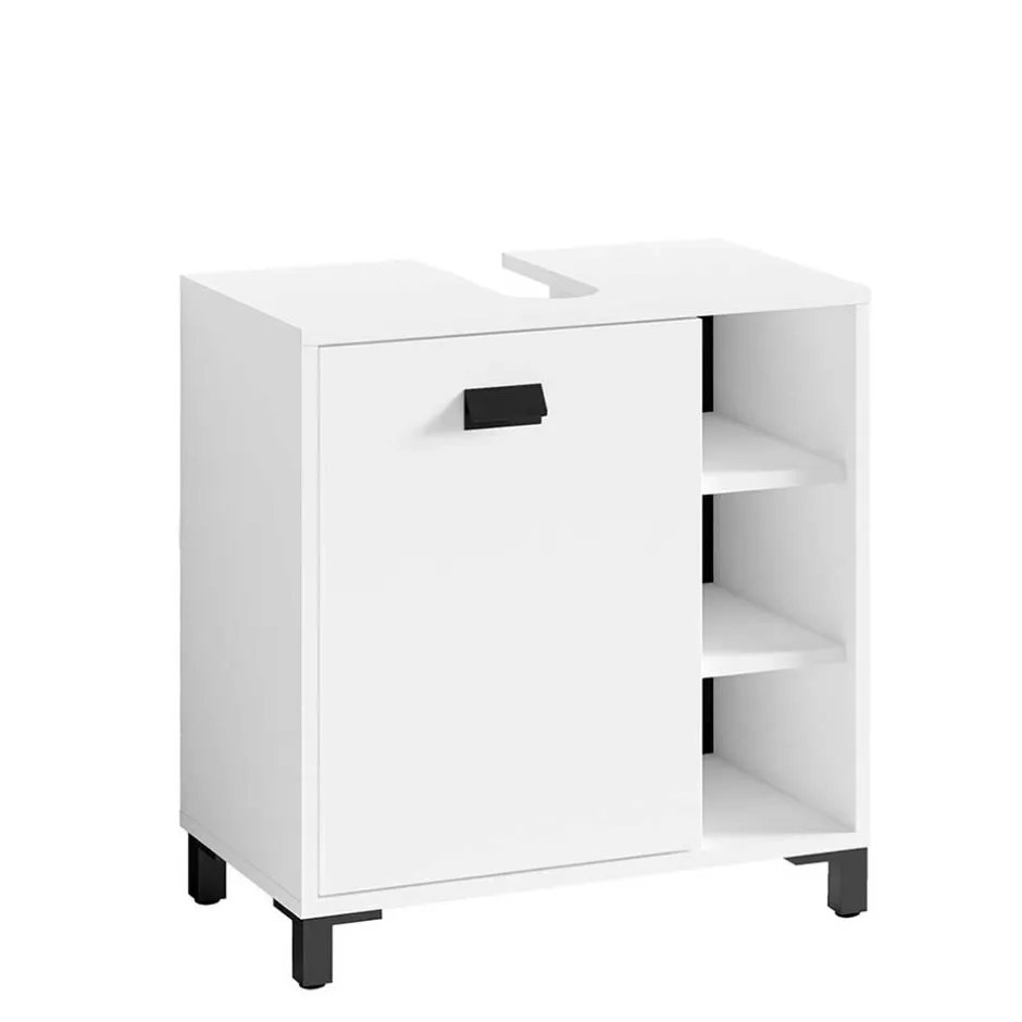 Waschbeckenunterschrank in Weiß mit Schwarz - Envaton^Wohnen
