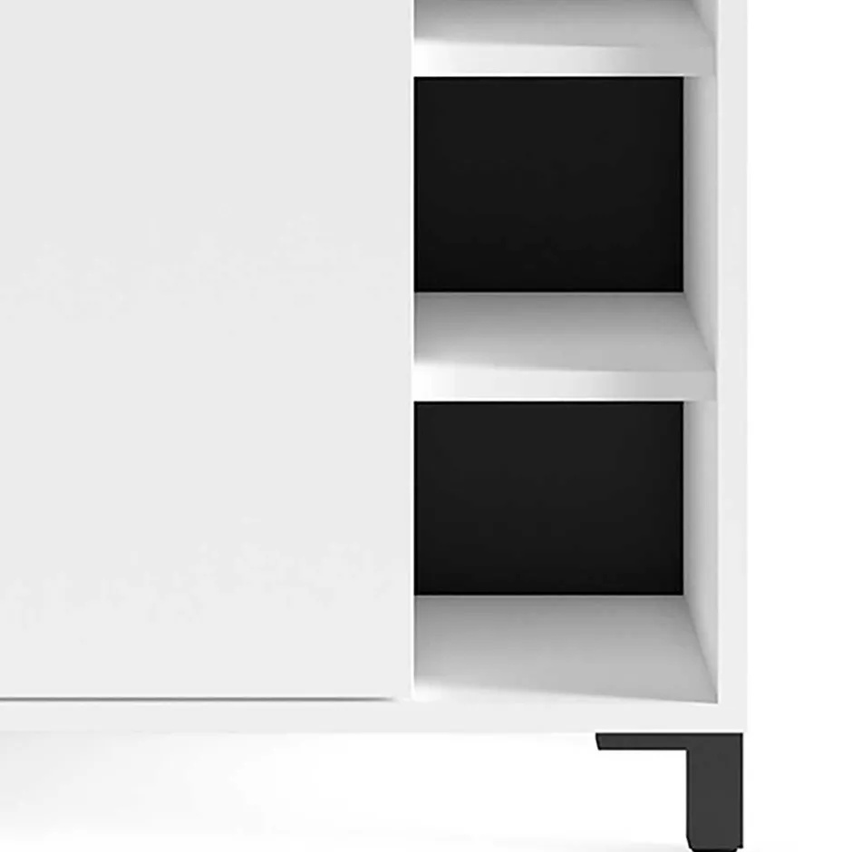 Waschbeckenunterschrank in Weiß mit Schwarz - Envaton^Wohnen