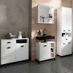 Waschbeckenunterschrank in Weiß mit Schwarz - Envaton^Wohnen