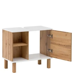 Wohnen Waschbeckenunterschrank in Eiche NB & Weiß - Voinla